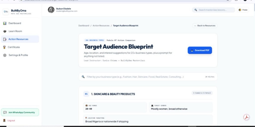 Target Audience Blueprint Portal Resource Preview
